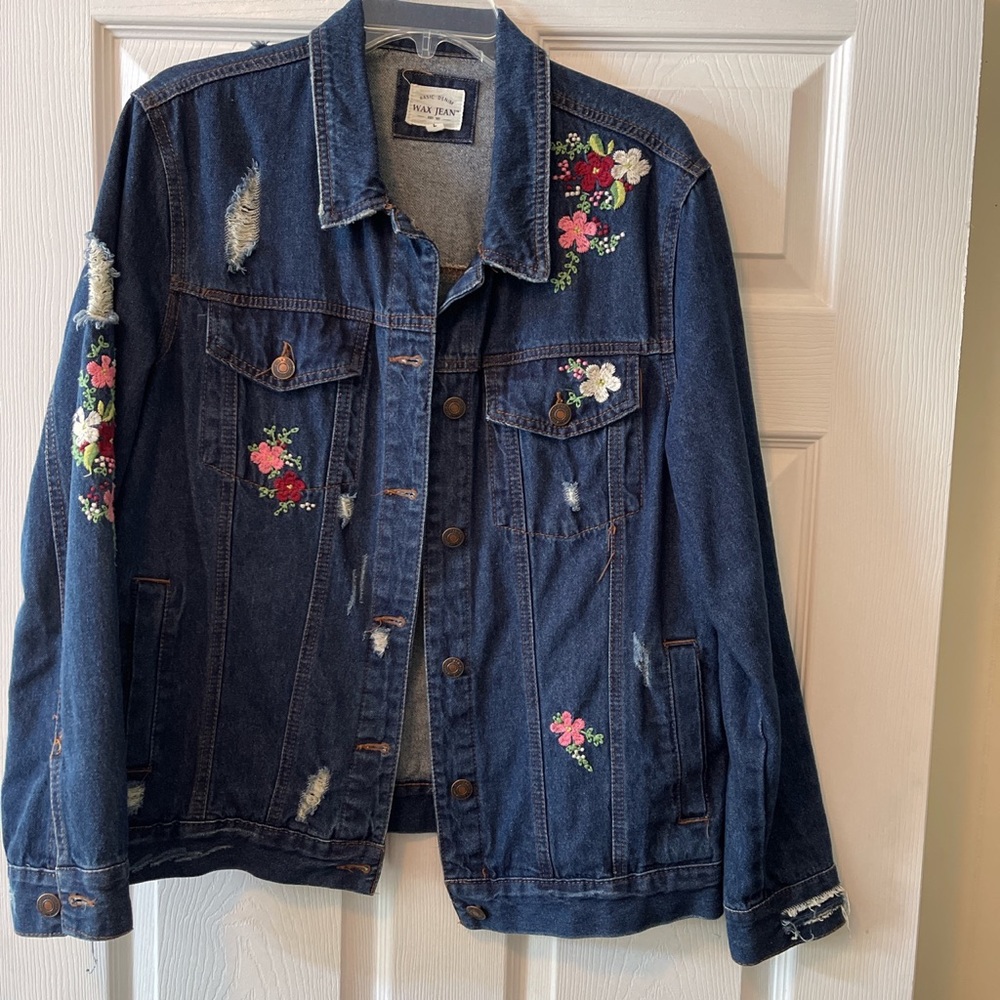 Floral denim jacket